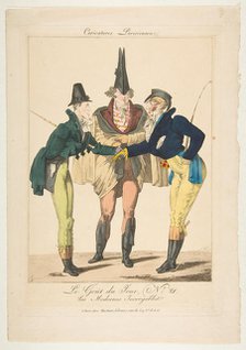 Le Goût du Jour, No. 21: Les Modernes Incroyables, from Caricatures Parisiennes, ca. 1815. Creator: Georges Jacques Gatine.