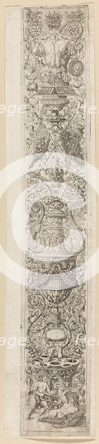 Two Children Wearing Helmets, plate three of Twelve Ornament Panels, c.1505-20. Creator: Giovan Pietro Birago.