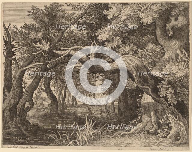 Stag Hunt near a Pool. Creator: Aegidius Sadeler II.