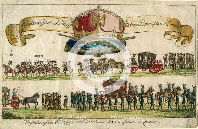 Depiction of the Royal Bohemian Crown: Presentation of the entry of the Royal Bohemian Crown, 1743. Creator: Anonymous.