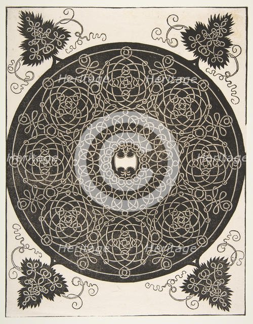 'The Third Knot'. Interlaced Roundel with Eight Wreaths and a Scalloped Shield in i..., 1521 before. Creator: Albrecht Durer.