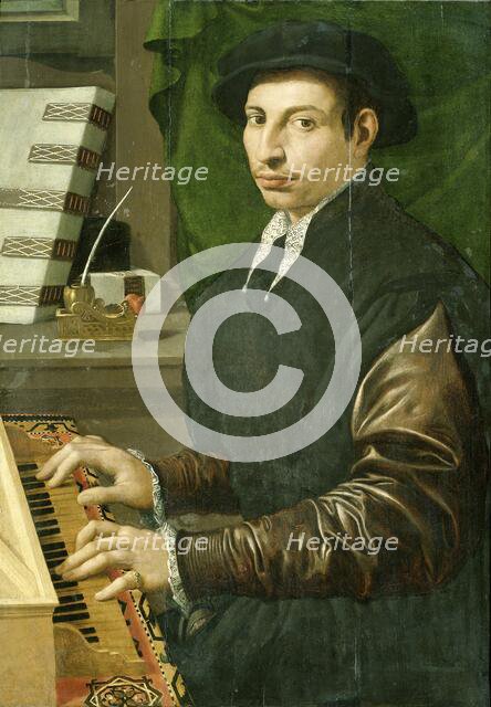 Portrait of a man playing a virginal, 1554-1570. Creator: Francesco Traballesi.