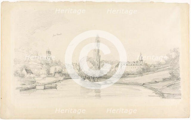 Canal Scene Near Brussels, 1870/73. Creator: Eugene Louis Boudin.