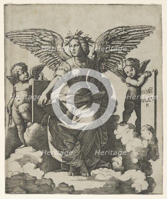 Poetry personified as a winged woman, ca. 1515. Creator: Marcantonio Raimondi.