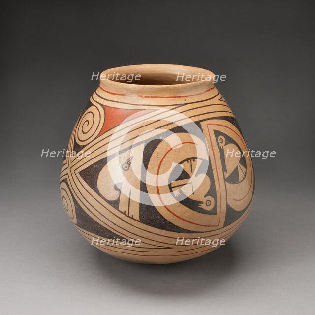 Jar with Diamond-Shaped Frames with Abstract Birds and Coiling Motifs, A.D. 1280/1450. Creator: Unknown.