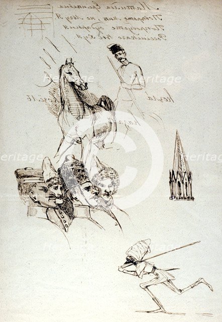 'Study of Russians', c1823-1870. Artist: Prosper Merimee