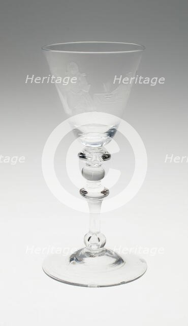 Wineglass with Tribunal Scene, Netherlands, 1750/1800. Creator: Unknown.