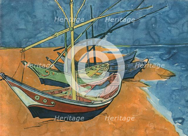 'Sailing Boats on the Beach at Les Saintes-Maries', June 1888, (1947).  Creator: Vincent van Gogh.