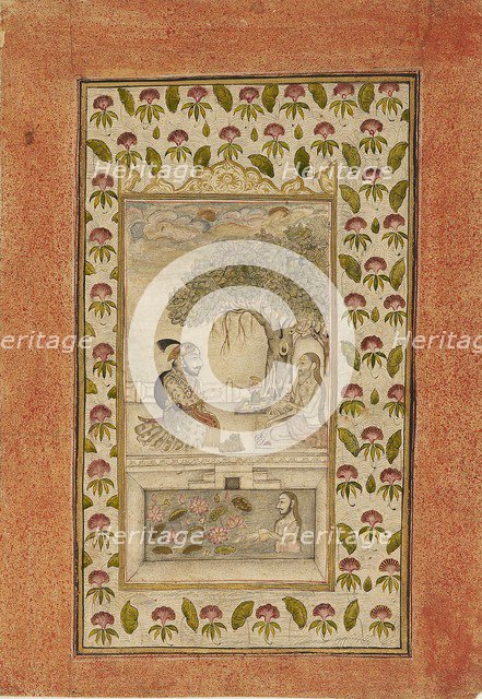 Maharana Sangram Singh II visiting a yogi, 1710-1715. Artist: Unknown.