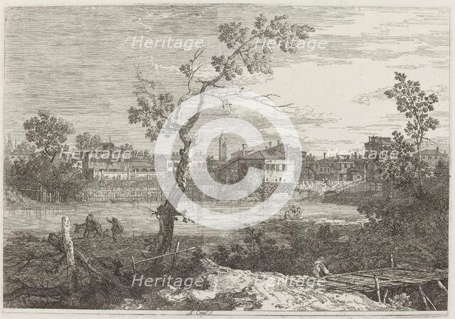 View of a Town on a River Bank, c. 1735/1746. Creator: Canaletto.