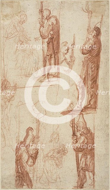 Sheet of Sketches: Beheading of a Saint (recto); Several Slight Figure Sketches (verso), 1605/44. Creators: Giovanni Bilivert, Jacques Callot.