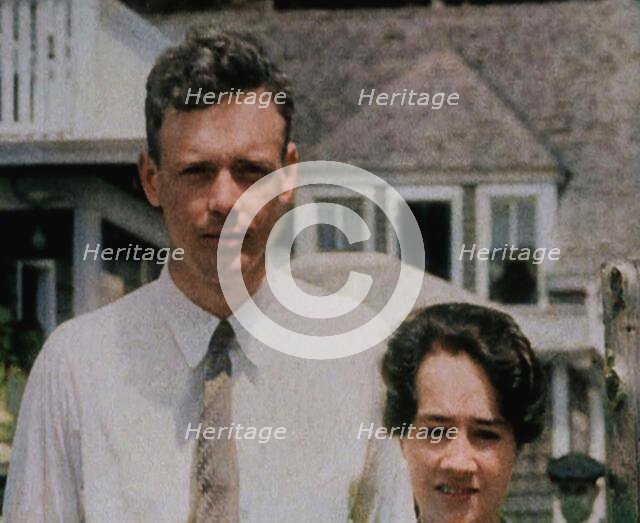 American Aviator Charles Augustus Lindbergh and His Wife Anne Morrow Lindbergh Posing..., 1930s. Creator: British Pathe Ltd.