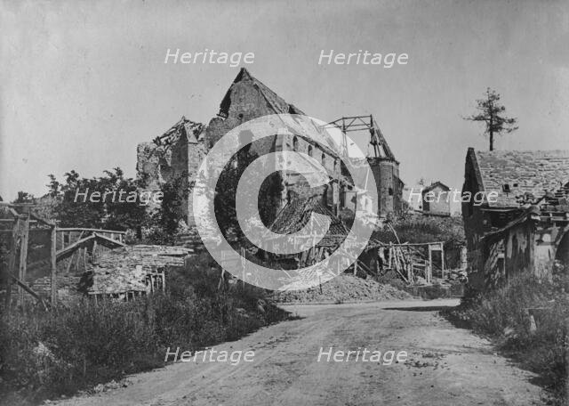 Ruins in the Somme, 3 Aug 1918. Creator: Bain News Service.