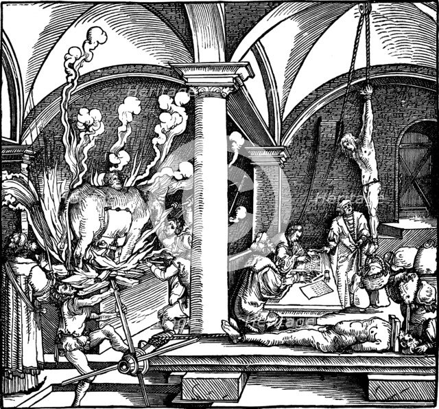 Torture. Illustration from the book Phisicke Against Fortune by Petrarch, 1532. Artist: Weiditz, Hans, the Younger (c. 1500-1536)