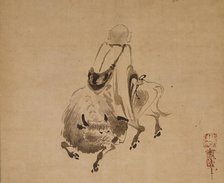 Monk Riding Backward on an Ox, 16th century. Creator: Sekkan.