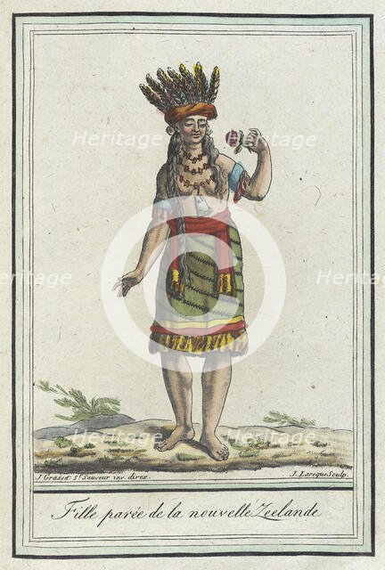 Costumes de Différents Pays, 'Fille Parée de la Nouvelle Zeelande', c1797. Creators: Jacques Grasset de Saint-Sauveur, LF Labrousse.