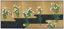 Chrysanthemums by a Stream, late 1700s-early 1800s. Creator: Ogata Korin (Japanese, 1658-1716), follower of.