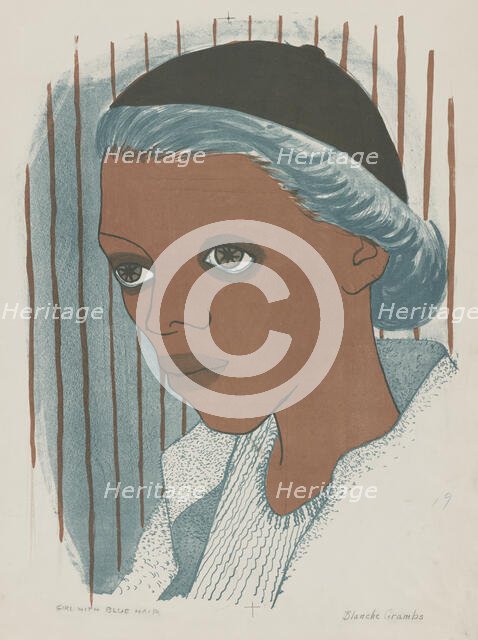 Girl with Blue Hair, ca.1935 - 1943. Creator: Blanche Grambs.