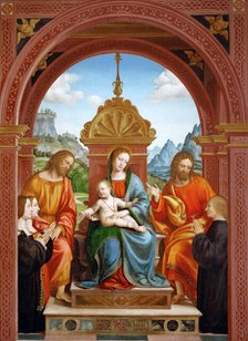 Madonna and Child with Saints James, Philip and the Family of Antonio Busti, 1515-1517. Creator: Zenale, Bernardo (1464-1526).