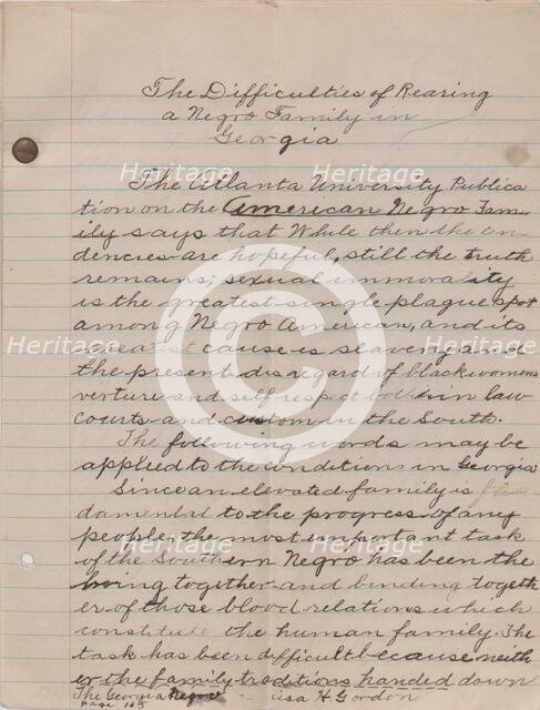 The Difficulty of Rearing a Negro Family in Georgia, 1940. Creator: Unknown.