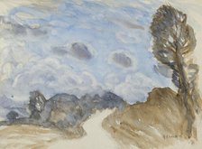 Landscape study with lane and cloudy sky, c1875-1944. Creator: George Clausen.