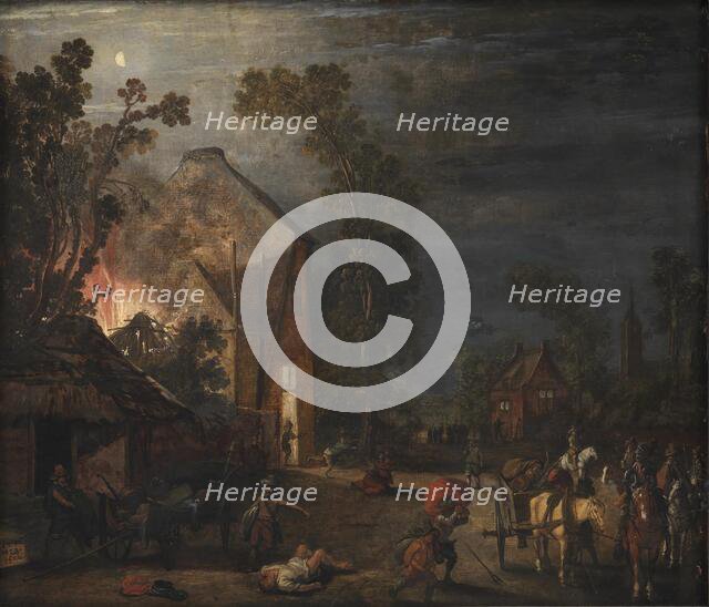 A Village Looted at Night, 1620. Creator: Esaias van de Velde.