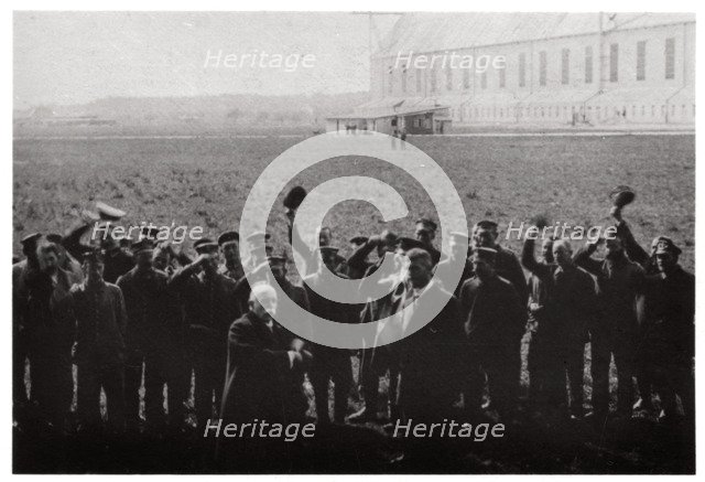 Count  Zeppelin saluted by members of the naval airship fleet, Germany, 1914-1917 (1933). Artist: Unknown