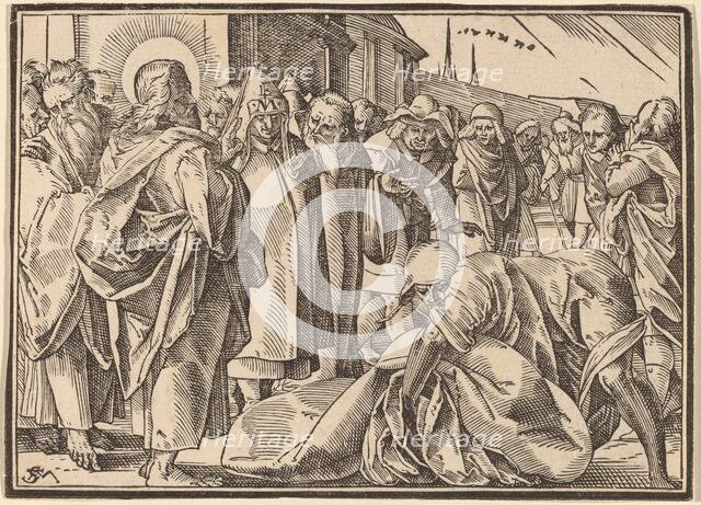 The Paralytic Healed by Christ Picks up His Pallet. Creator: Christoph Maurer.