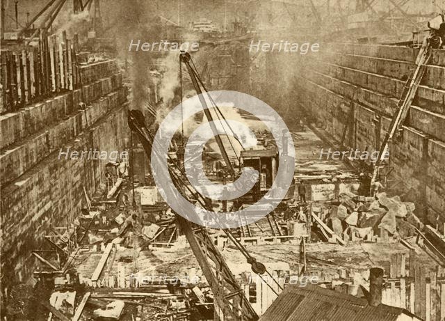 'Constructing a Dry Dock at Swansea', c1930. Creator: Unknown.