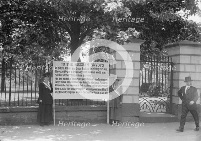 Woman Suffrage Banner, 1917. Creator: Harris & Ewing.