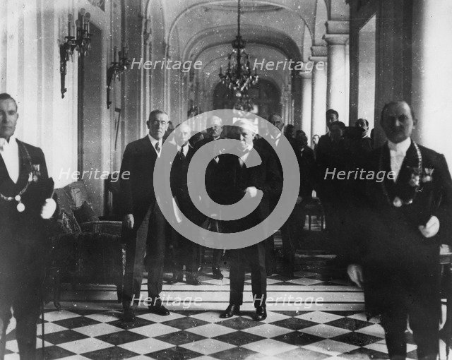 Woodrow Wilson and David Lloyd George at the Trianon Palace, Versailles, 1917. Artist: Unknown