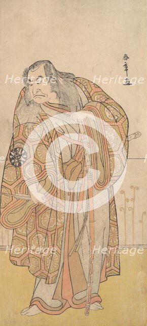 Ikunojo III as Chiyosaki Striking the Chozubachi; a Shower of Gold Coin Flies, late 18th century. Creator: Shunsho.