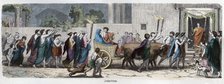 Ancient History. Greece. Wedding party. German engraving, 1865.