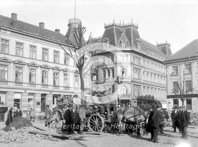 Planting of trees around the town hall square, Landskrona, Sweden, 1920s. Artist: Unknown