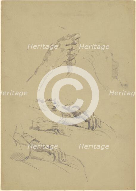 Studies of Hands [recto], c. 1870-1890. Creator: Enoch Wood Perry.