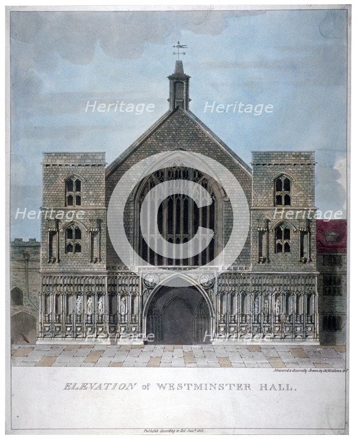 Elevation of Westminster Hall, London, 1808.                                   Artist: Anon