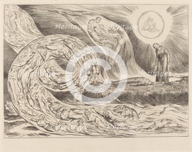 The Circle of the Lustful: Paolo and Francesca, 1827. Creator: William Blake.