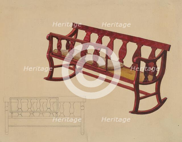 Rocking Settee Cradle, c. 1936. Creator: Beverly Chichester.