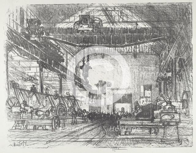 Planing Big Shells, 1916. Creator: Joseph Pennell.