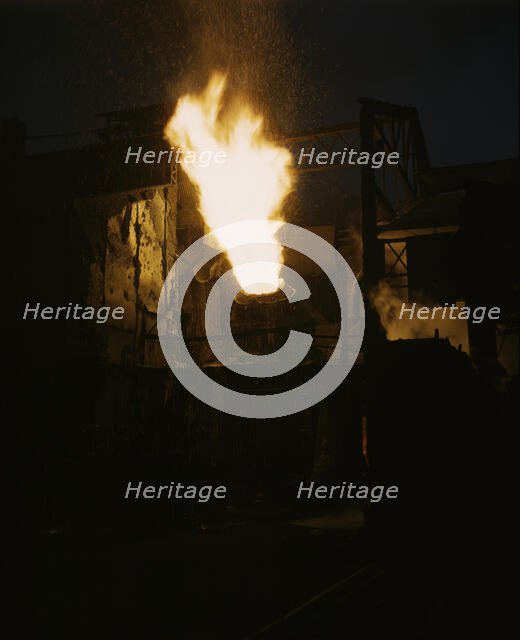 A scene in a steel mill, Republic Steel Mill, Youngstown, Ohio, 1941. Creator: Alfred T Palmer.