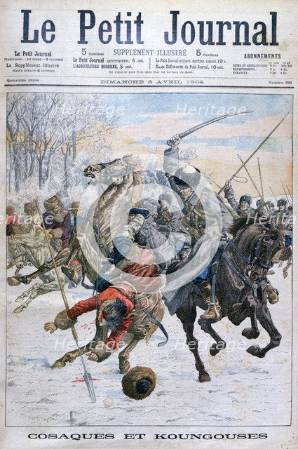 Cossacks fighting Manchus, Russo-Japanes War, 1904. Artist: Unknown