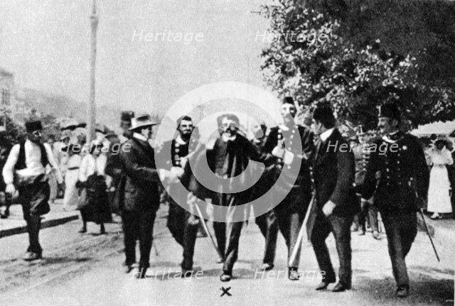 Arrest of Gavrilo Princip, assassin of Archduke Franz Ferdinand, 1914. Artist: Unknown