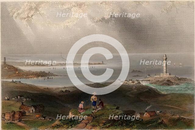 Peterhead, (View from the South showing Lighthouse) DA, c1840s. Creator: William Henry Bartlett.