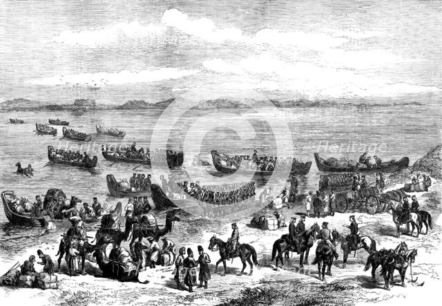 The Russian Expedition to Khiva: General Kaufmann's division crossing the Oxus, 1873. Creator: Unknown.