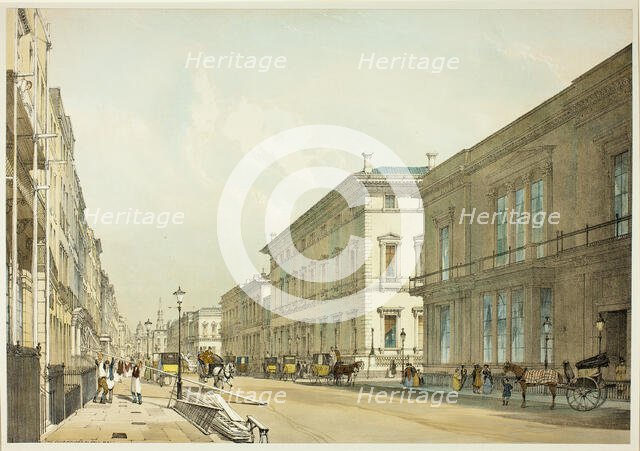 The Club Houses and Pall Mall, plate thirteen from Original Views of London as It Is, 1842. Creator: Thomas Shotter Boys.