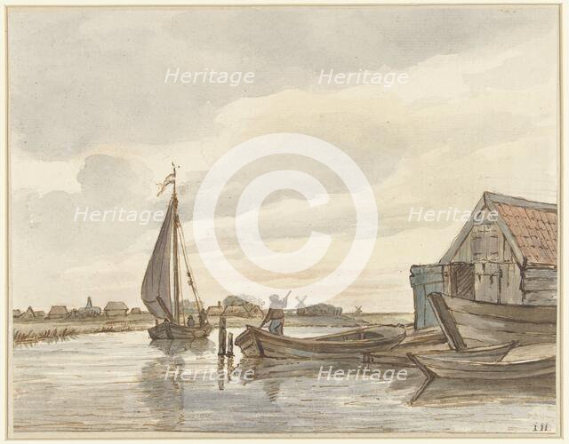 Boats on a canal, 1776-1822. Creator: Jan Hulswit.