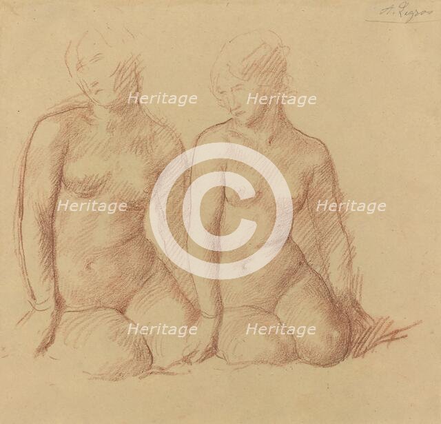 Study of Two Figures Seated Side by Side. Creator: Alphonse Legros.