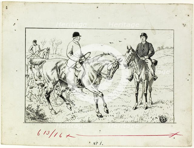 Three Riders at a Hunt, 1867/83. Creator: Francis Arthur Fraser.