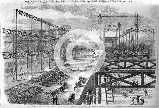 The works for the Great Exhibition, 1851 in Hyde Park, London. Artist: Unknown