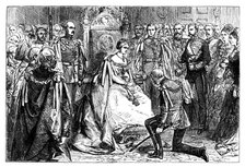 Queen Victoria holding the first investiture of the order of the Star of India, c1861. Artist: Unknown